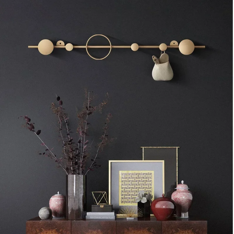 Simple Gold Clothes Hanger with Solid Weight Bearing Creative round Rack Wall Key Holder Stylish Storage Modern Hanging Solution