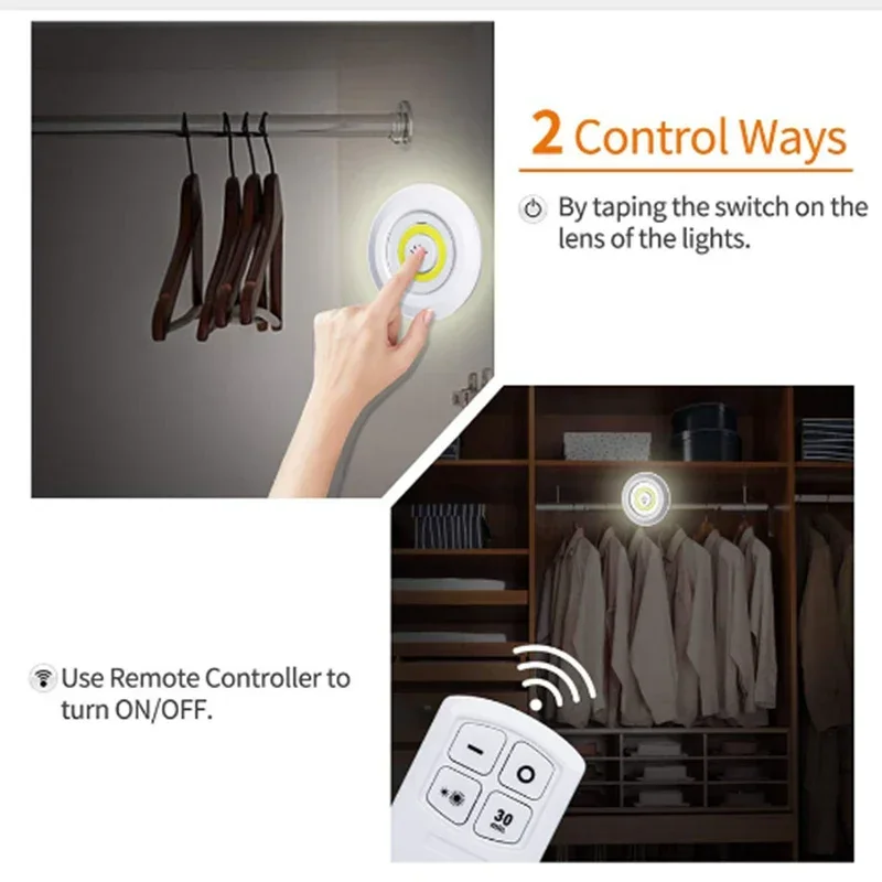 Super Bright Wireless LED Night Light with Remote Control Dimmable LED Under Cabinet Lights for Closets Wardrobe Kitchen Bedroom