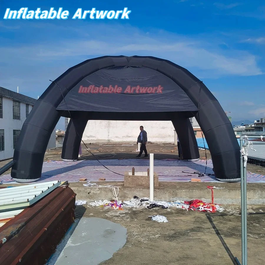 Tapón inflable para comprar tienda de campaña con cúpula de araña inflable negra tipo 4 patas para juguetes de fiesta y eventos