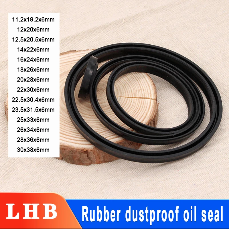 5Pcs LBH-Type Black NBR Rubber Height 6mm Hydraulic Dust Seal Piston Rod Dust Ring Cylinder Dust-Proof Wiper Seal ID 11.2 - 30mm
