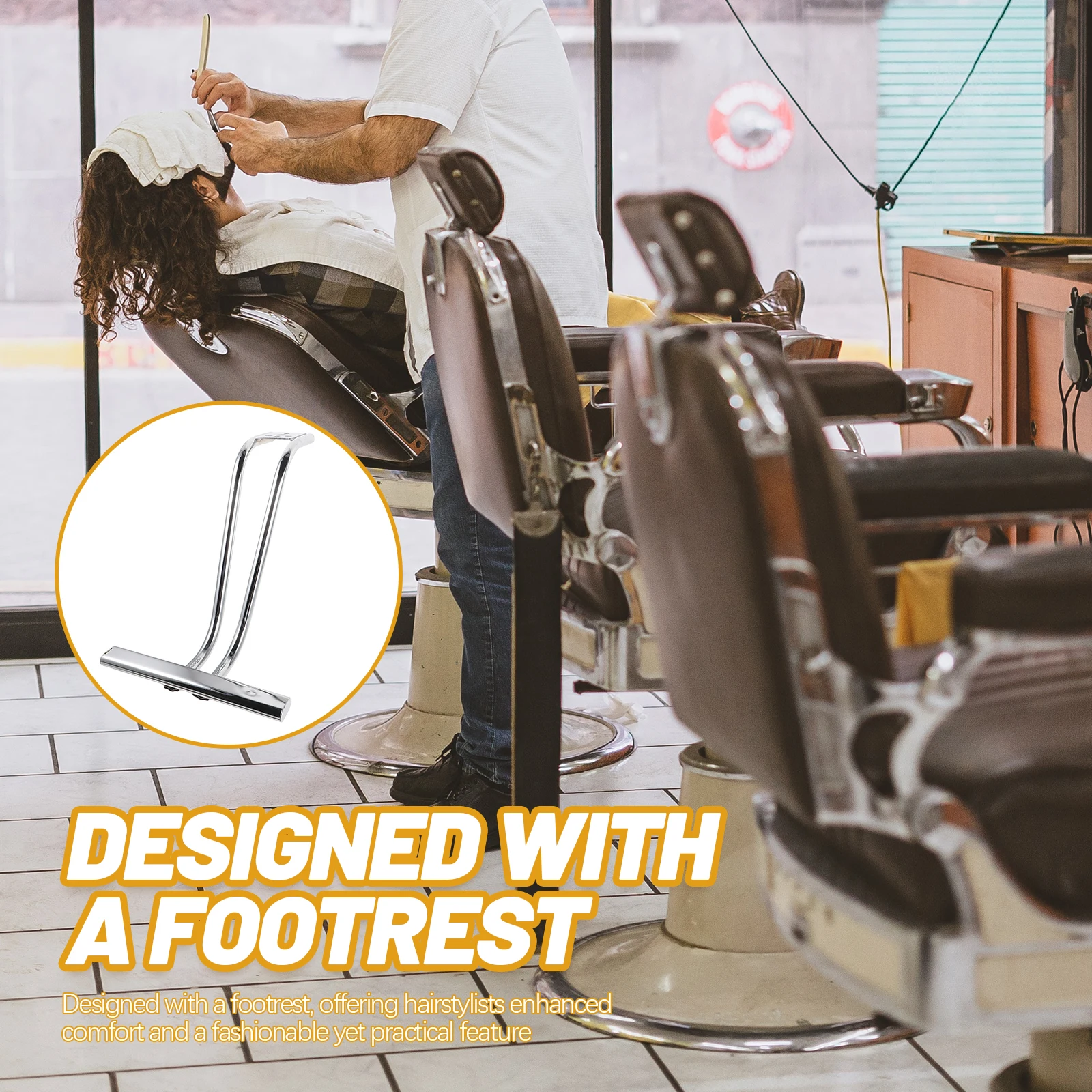 

Universal Stainless Steel Salon Chair Footrest Adjustable Heavy Duty Pedal for Barber Chair Stable Footplate Durable Legrest