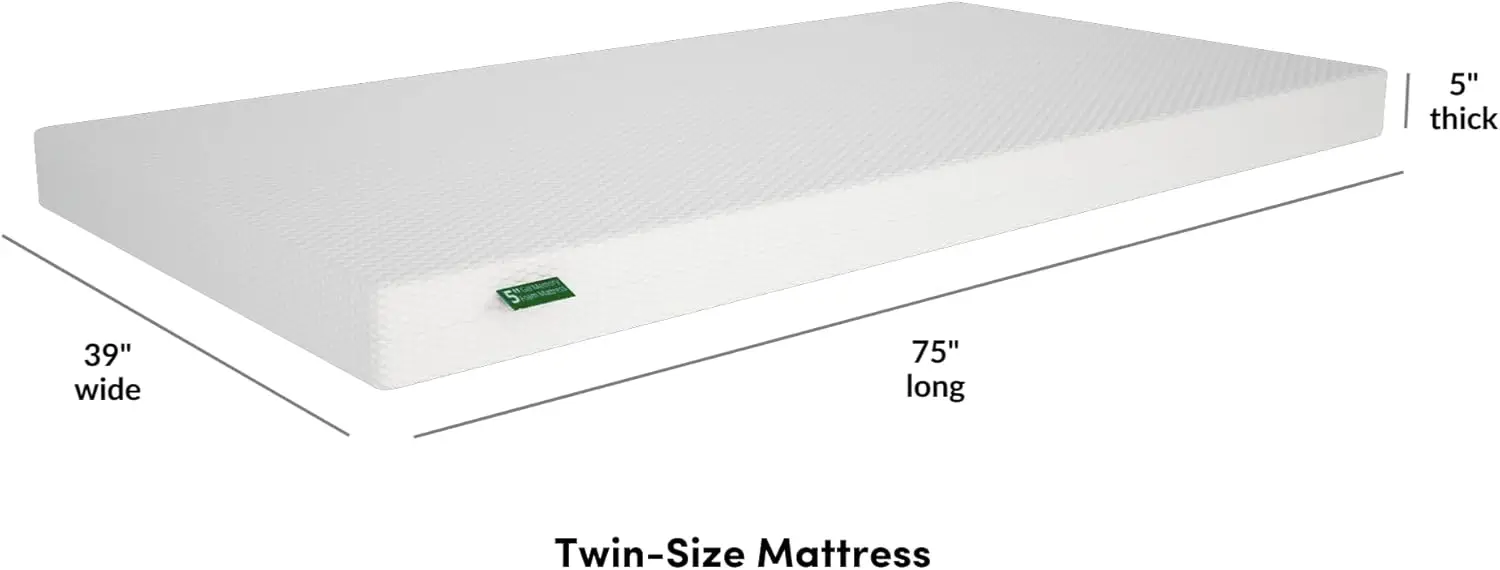 Max & Lily 5 Inch Twin & Full Mattress Bundle For Kids Bed/Bunk Bed, Medium Firm Support With Breathable Cooling Cover,