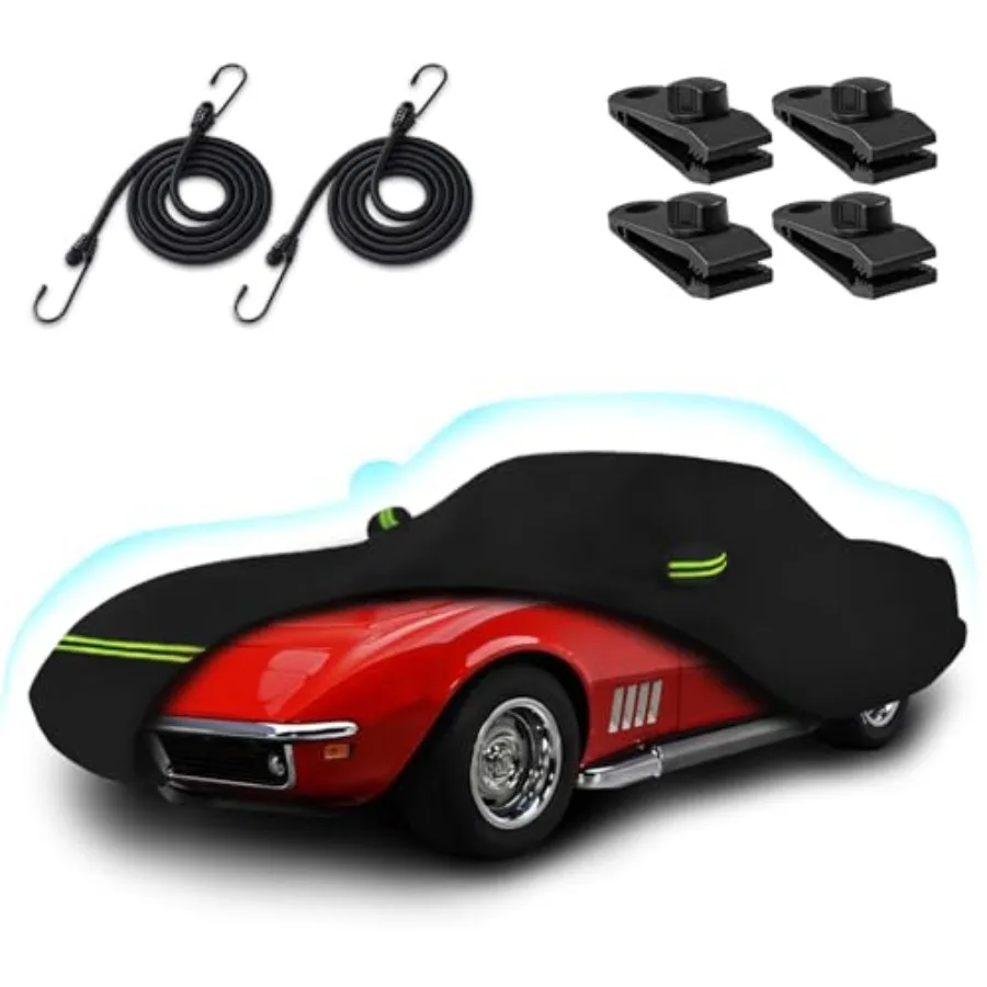 6 Layers Custom Car Cover Waterproof for 1968-1982 Corvette C3, Polyester Blend, Black, UV-Resistant and Dustproof