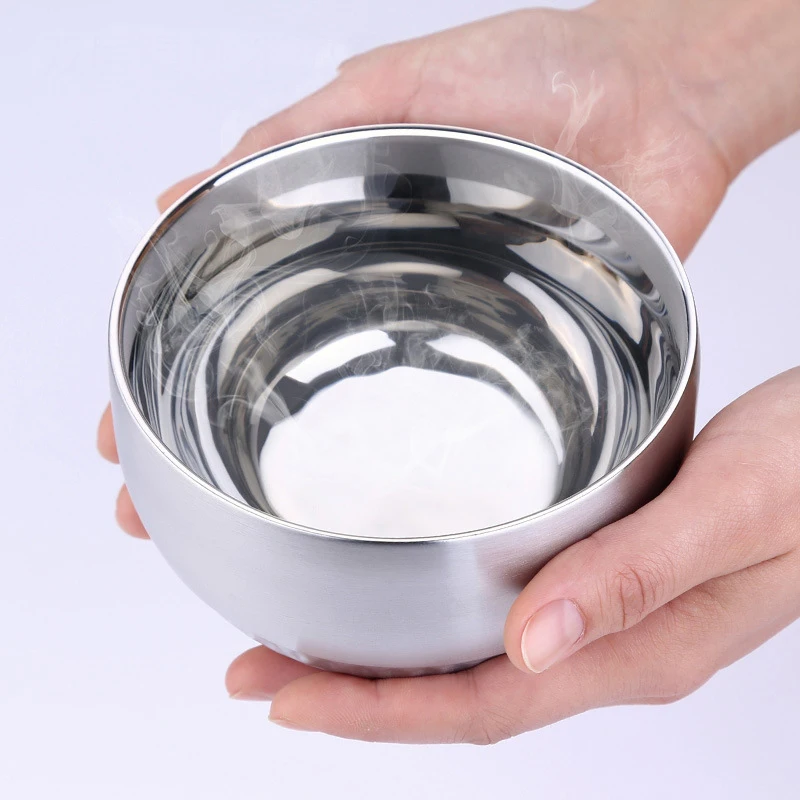 304 Stainless Steel Bowl Family Deep Soup Bowl Double Anti-scalding Bowl Insulation Bowl Tableware Children Anti-fall Bowl