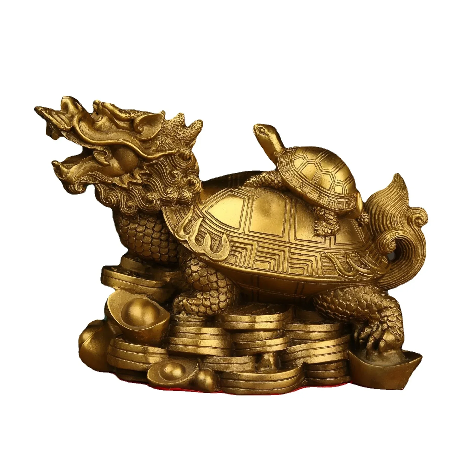 

1 Pc Gold Feng Shui Dragon Turtle Tortoise Statue Figurine Coin Money Wealth Lucky Home Dector