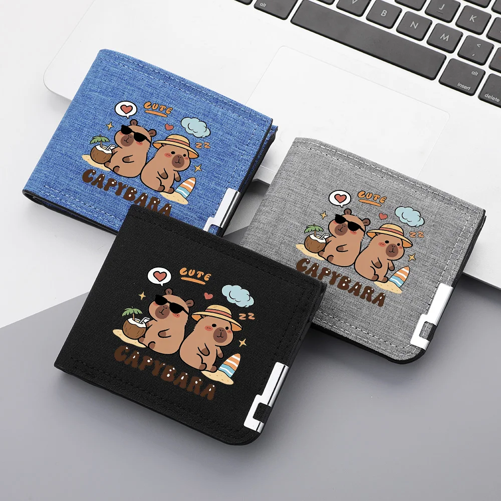 Men's Zipper Credit Card Pocket Bag with Cute Cartoon Patterns and Double-layer Folding Design Wallet
