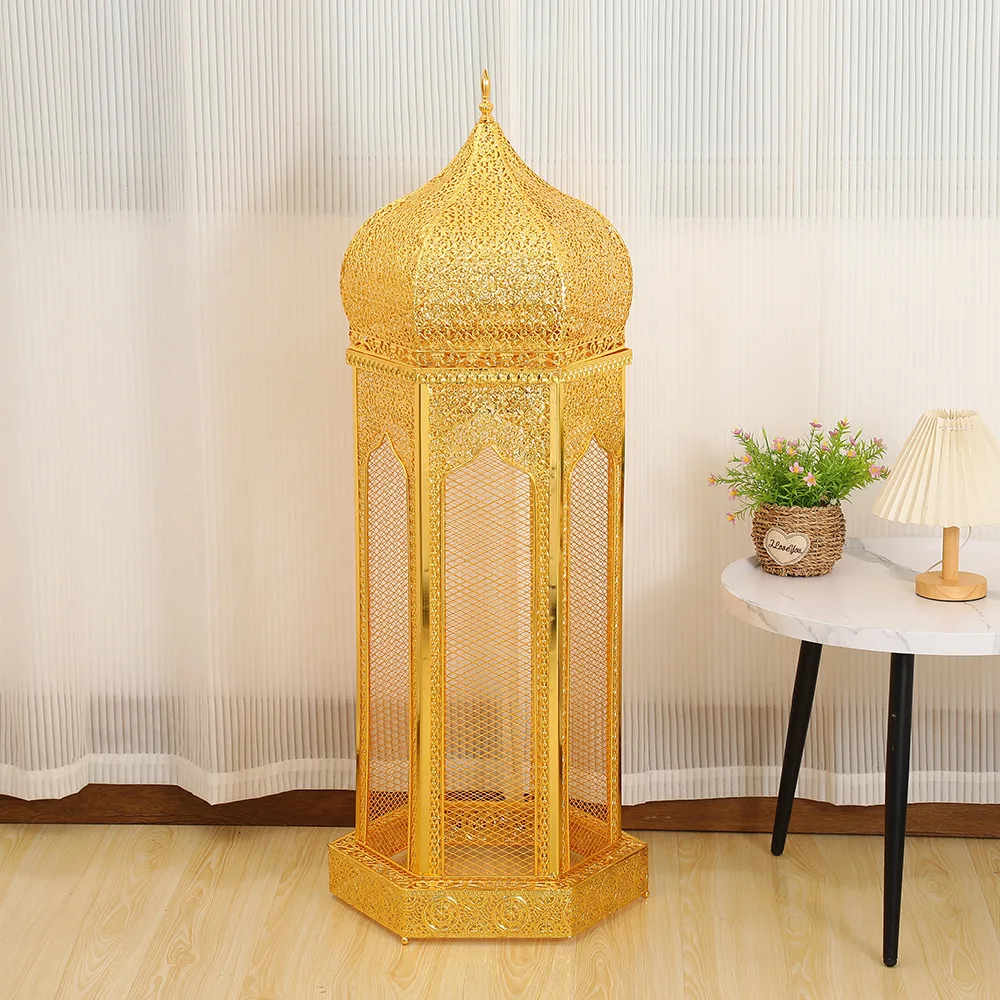 Golden Hollow Castle Arabian Incense Burner Large Metal Charcoal Burner for Home Decor Wedding Middle Eastern Aromatherapy