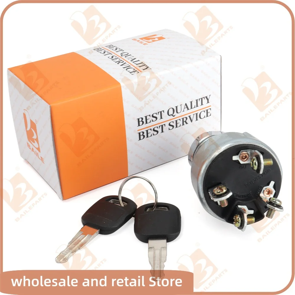 9G-7641 Lgnition Key For Caterpillar E320C Excavator Parts 4 Lines Lgnition Key Switch For Cat 9G7641