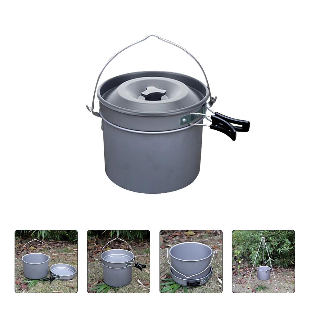 

Camping Hanging Pot Aluminum Oxide Cookware Set Durable Compact Design Portable Outdoor Cooking Tool Picnic Hiking Backpacking