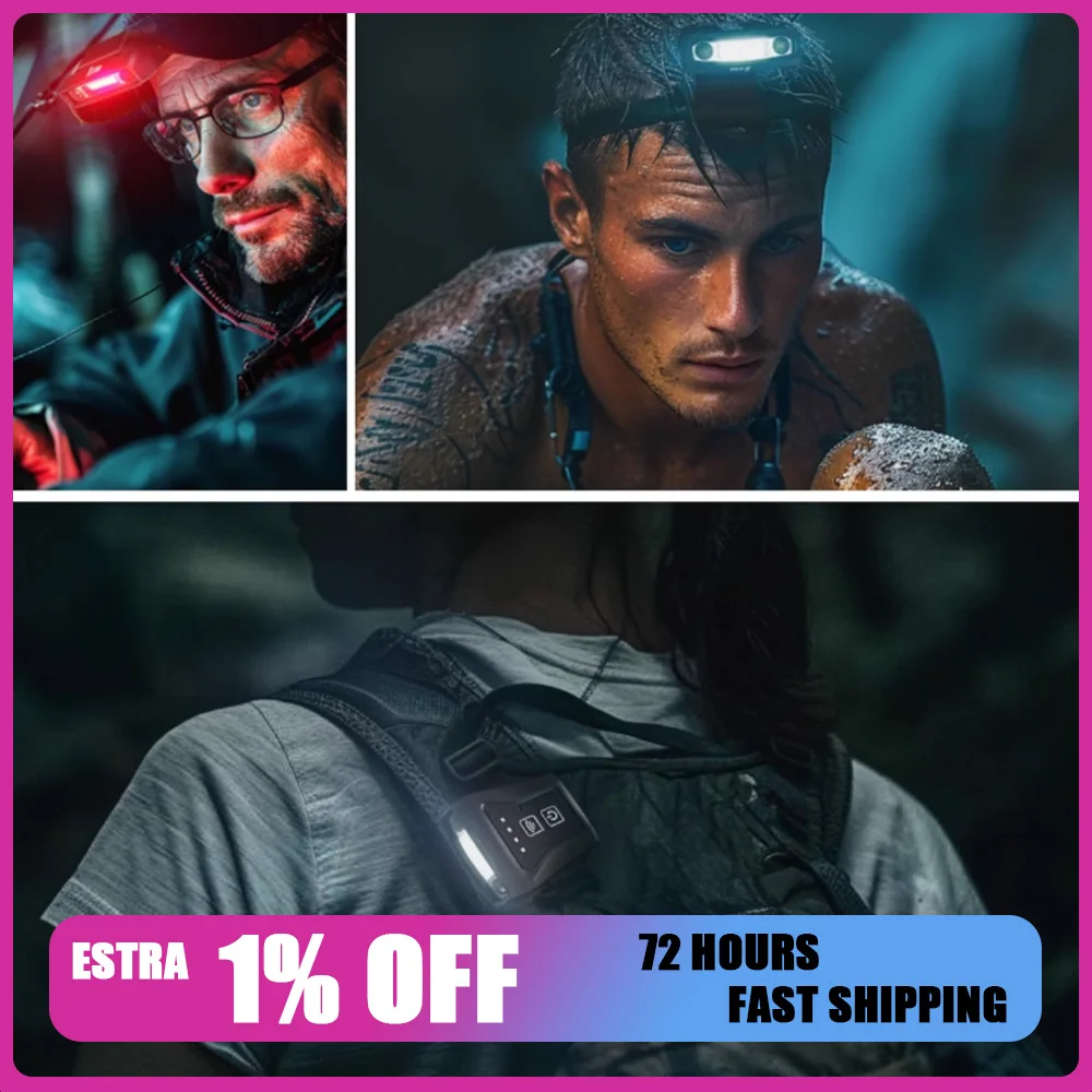 

LEM L200/L300 Powerful Headlamp Outdoor Climbing Head Lamp Flashlight 500mAh/800mAh Rechargeable Fishing Head Torch With Hatclip