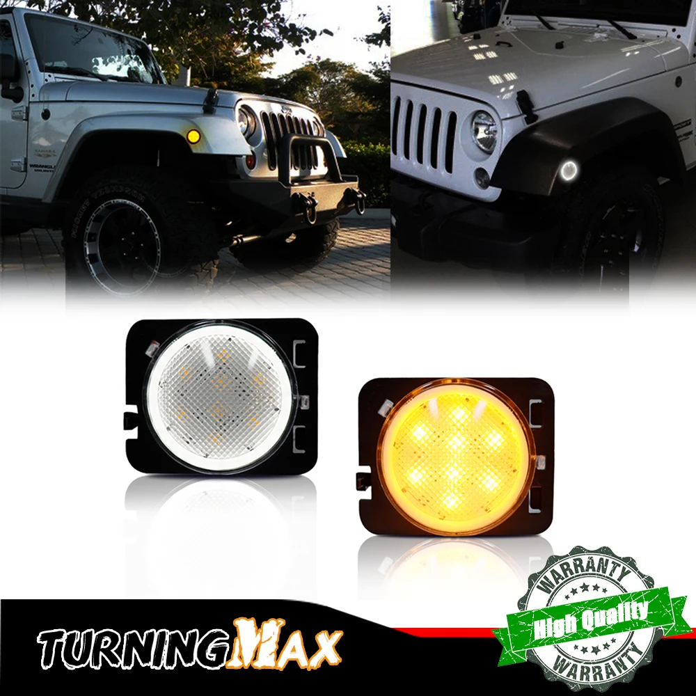

2pcs Smoked Lens Dual-Color Turn Signal Light DRL Lamps For Jeep Wrangler 2007-18 JK