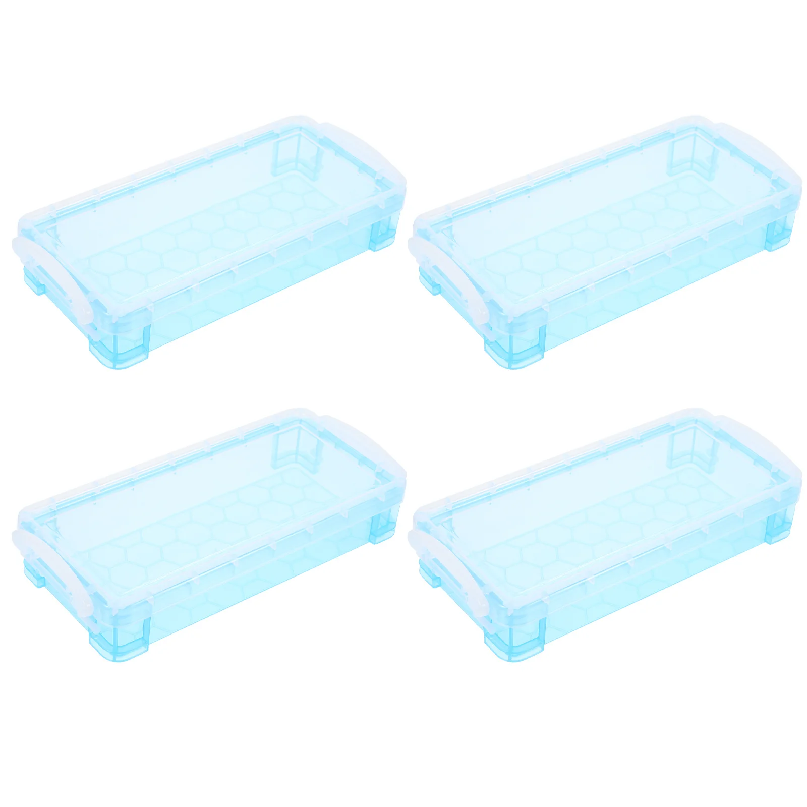 

4Pcs Pencil Box Pen Case Durable Plastic Storage Easy Carry Lightweight Portable for Students Office Art