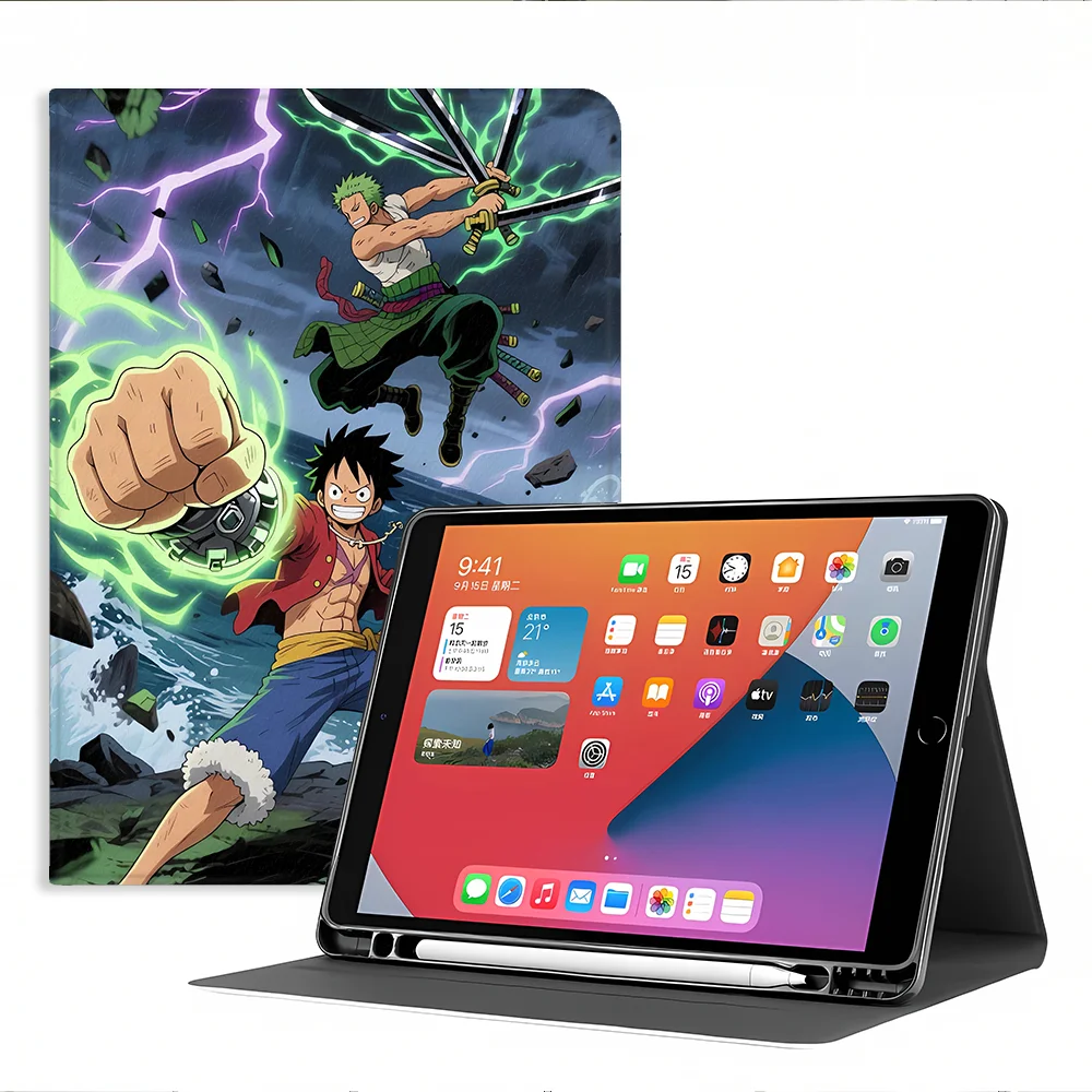 Case for Apple iPad 10th 7/8/9th Air 11 13 M4 M3 M2 A16 2026 Pro11 13 with Pencil Slot Air 4/5/6th Japan Monkey L-Luffys Anime