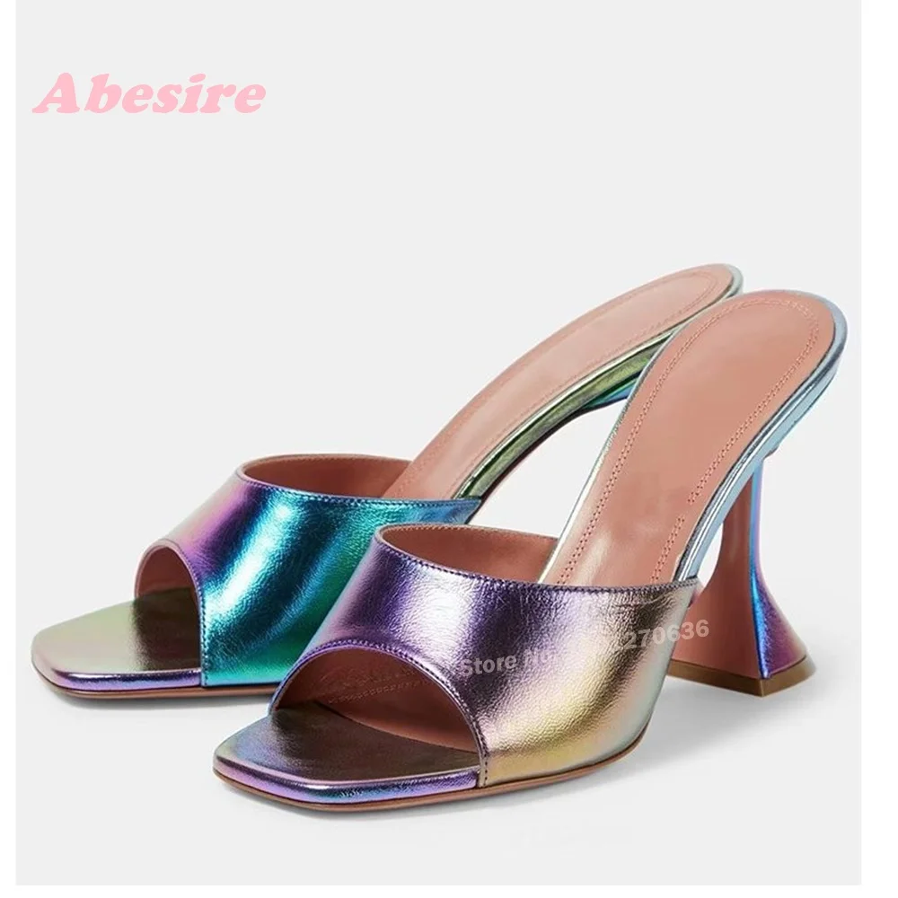 

Multi-Color Metallic Slippers Wine Grass Open Toe Women's Slippers Summer Newest 2024 Strange Style Slip On Plus Size 43 Luxury