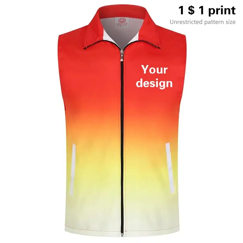 Summer New Sleeveless Thin Breathable Gradient Vest Activity Volunteer Vest Custom Logo Printing Brand Text  Pattern