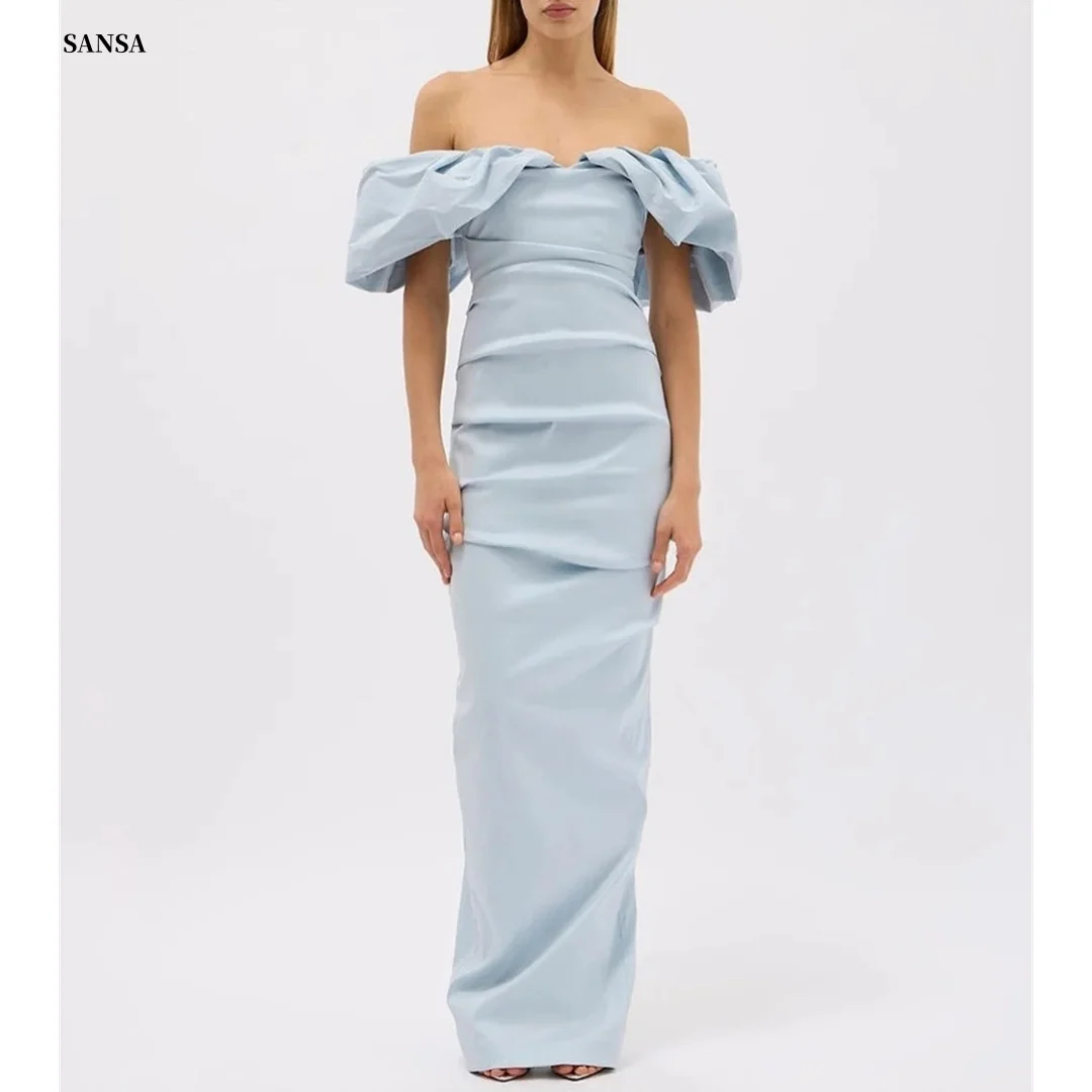 

Sansa Customized Blue One Shoulder Backless Prom Dresses Sleeveless فساتين للمناسبات الخاصة Ankle-Length vestidos de festa 2025