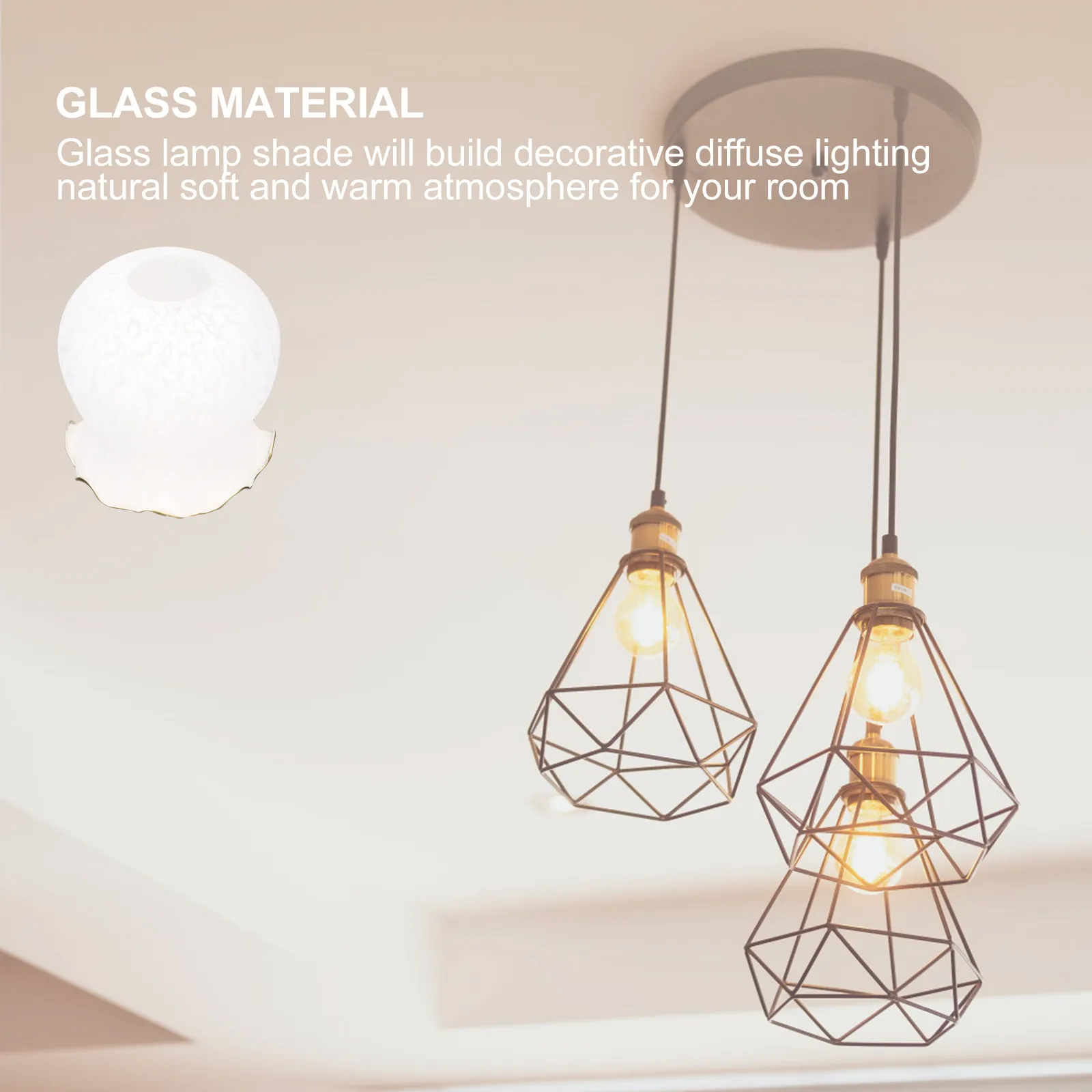Glass Lamp Shade Cover Contemporary Soft Diffused Light Dust Resistant for Bedroom Living Room Office