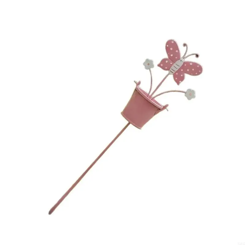 Retros Styles Metal Flowers Garden Stake Patios Balcony Planter Ground Spikes X3UC
