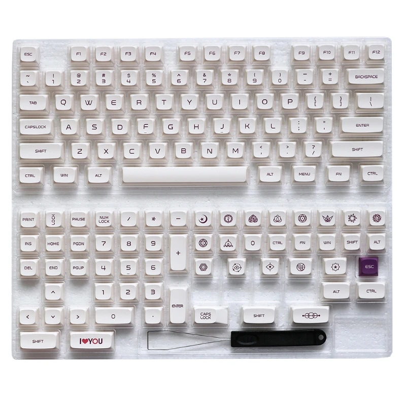 DN59 Violet on Cream Theme Keycaps PBT Standard Dye Sublimation Process Keycap 137Keys XDA Profile for Mechanical Keyboard