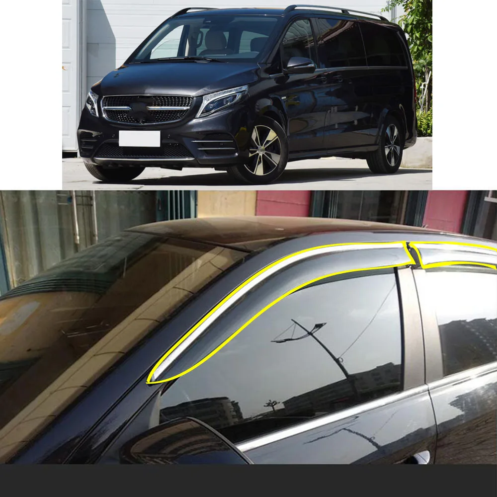 

Car Sticker Window Glass Wind Visor Rain/Sun Guard Vent For Mercedes Benz V-Series V-Class W447 2016 2017 2018 2019 2020 2021