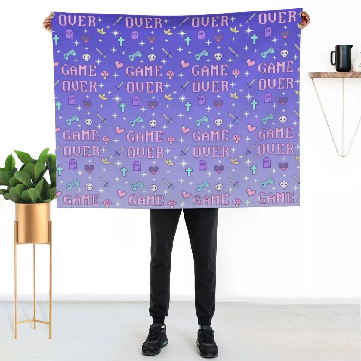 

Game Over (pastel) Throw Blanket Cozy Throw Blanket for Bed Sofa Chair