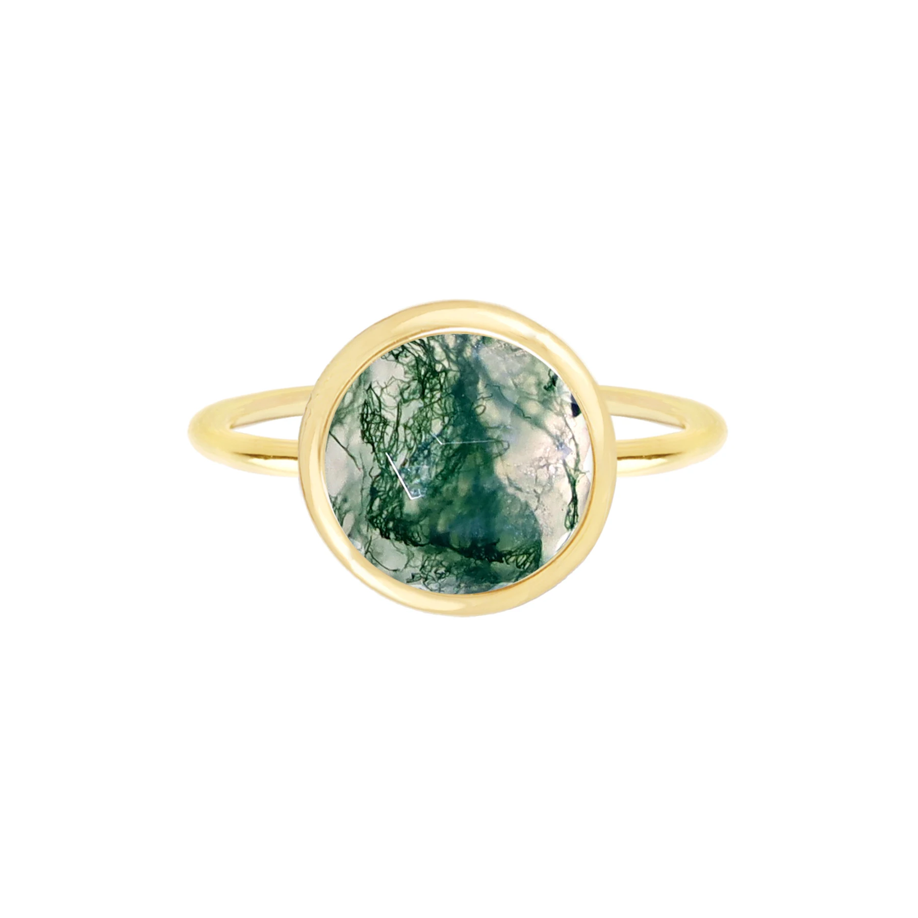 

Natural Gemstone Moss Agate Lollipop Ring Jewelry for Party