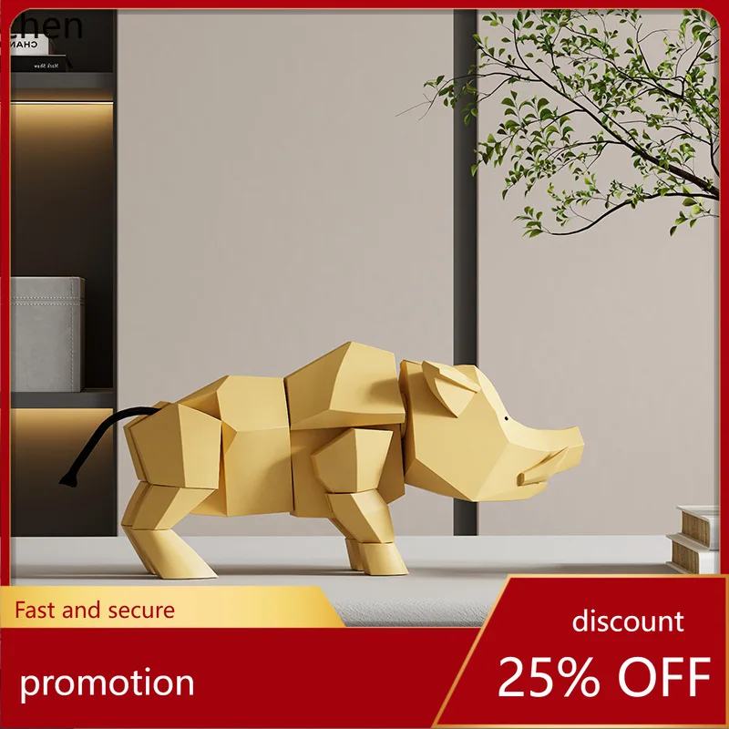 

CZ Abstract Building Blocks Cute Pig Animal Creative Art Wine Cabinet Window Home Decoration Ornament
