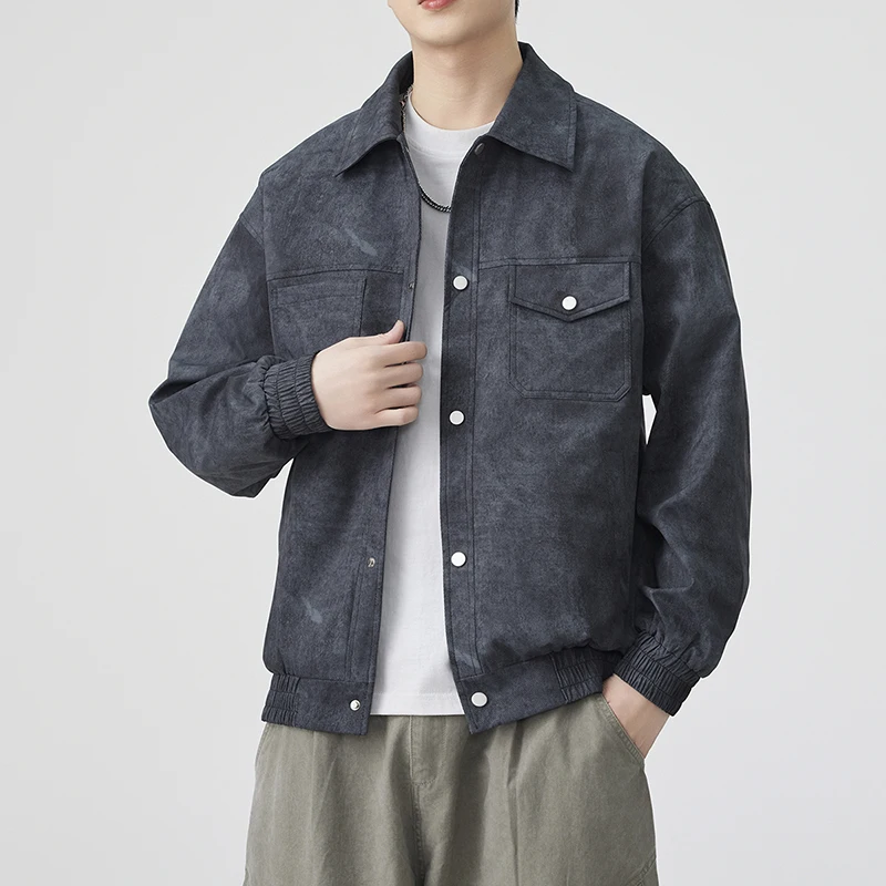 

GIOIOMen's Jacket，Spring and Autumn New Style Turn-Down Collar Tie-Dye American Loose Casual Men's Jacket