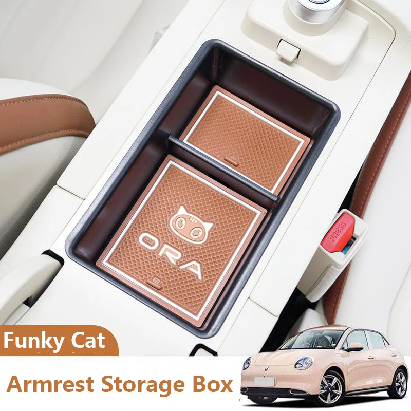 ORA 03 Armrest Stowing Tidying Storage Box For GWM ORA Funky Cat 2023-2024 Interior Moulding Case Center Console Organizer