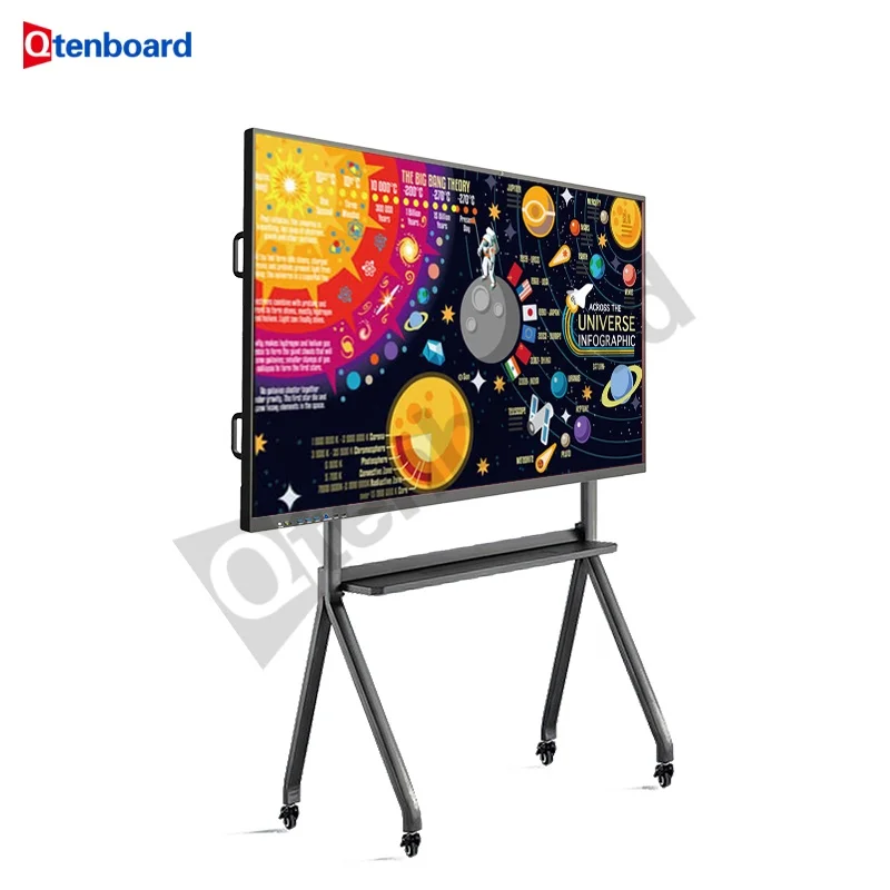

Qtenboard 65 75 86 105-дюймовый портативный интерактивный дисплей с сенсорным экраном, плоская панель, интерактивная доска, смарт-доска