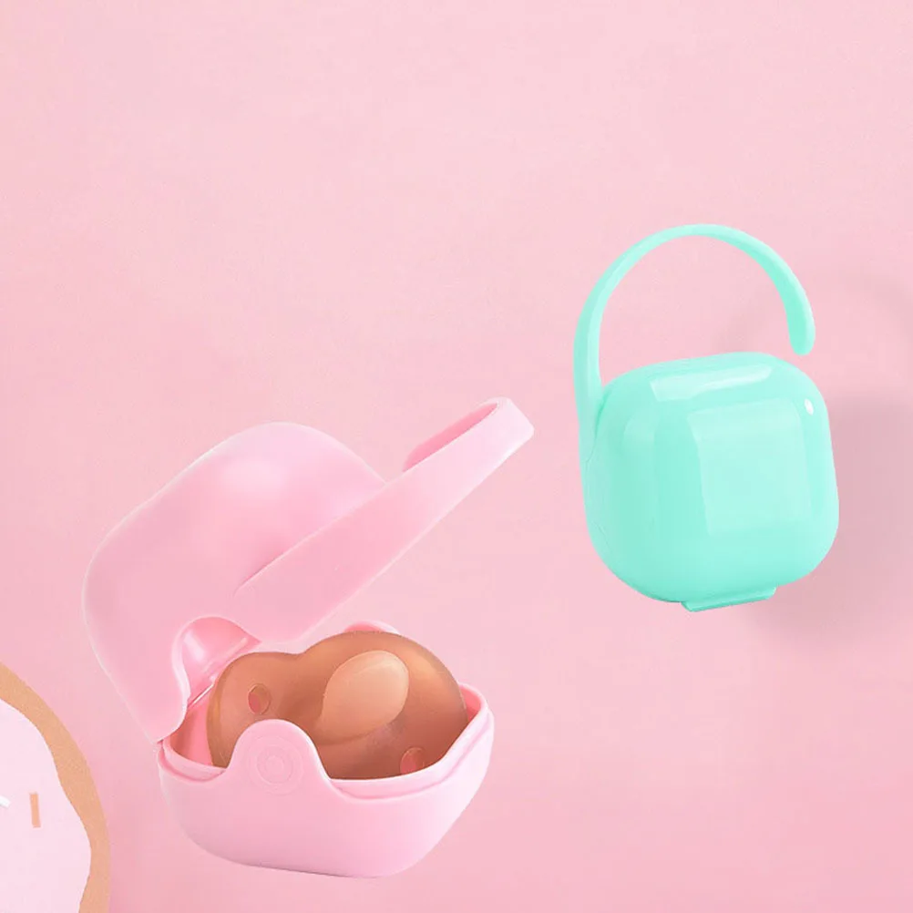 2Pcs 젖꼭지 보관 상자 여행을위한 아기 젖꼭지 홀더 케이스 휴대용 안전한 PP 소재 부드러운 가장자리 쉬운 청소