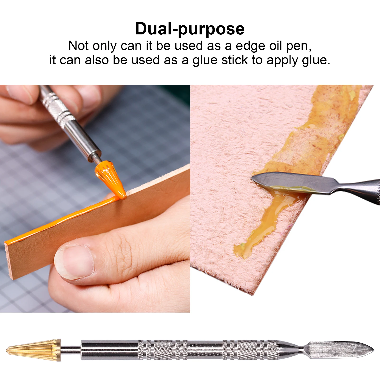 128mm Leather Dye Applicator Roller Dual Purpose Paint Glue Stick Stainless Steel Banding Tool for Leather Craft Coloring Gluing