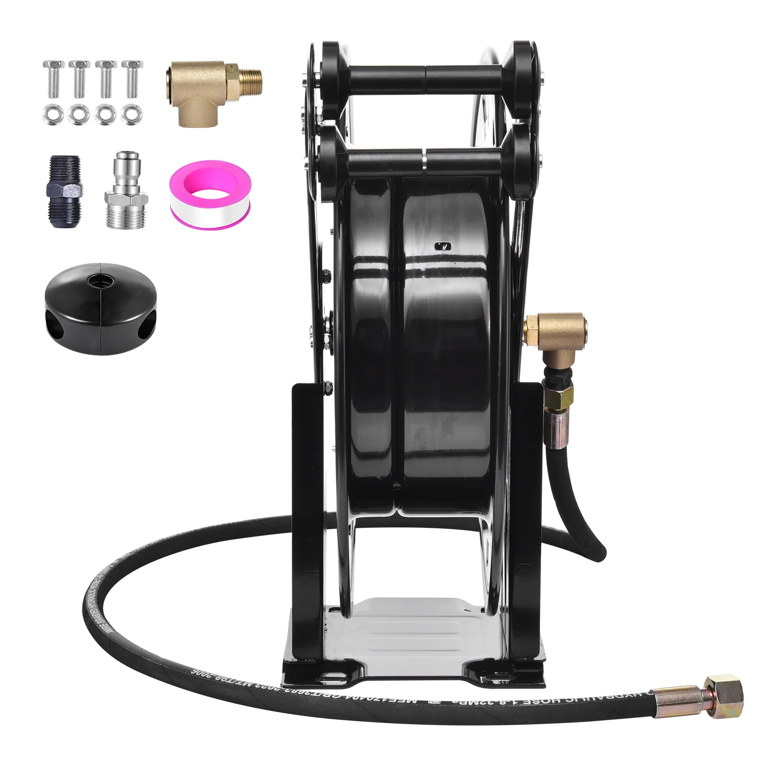 Pressure Washer Hose Reel | Double Arm Steel High Pressure Washer Reel | 4000psi Wall Ceiling Floor Mounted | for Car Washing,Garden,Floor Cleaning,1.5m Short Hose