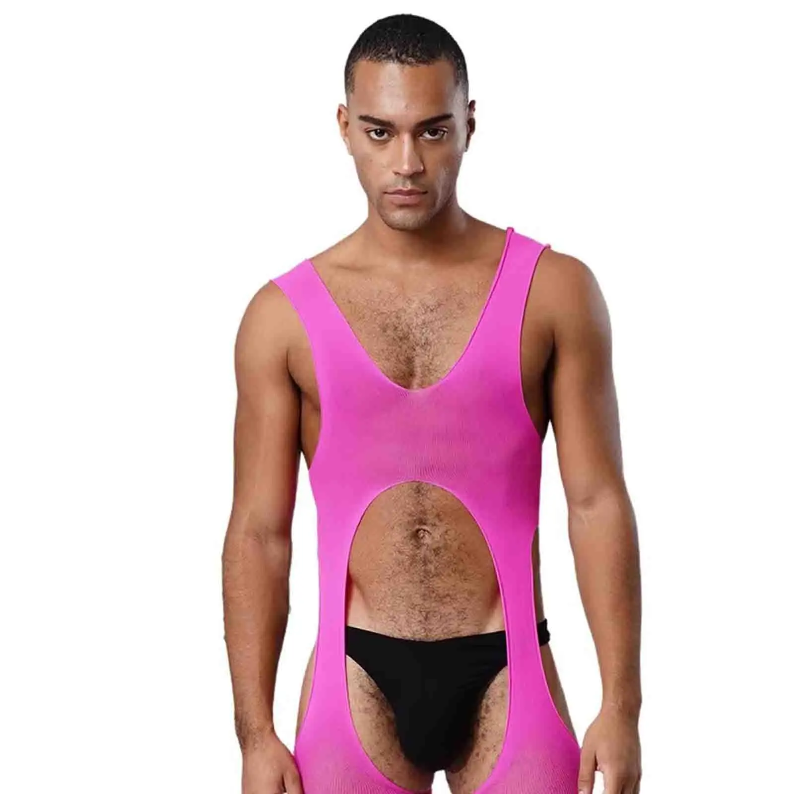 

Men Adult Lingerie Body-stockings Sheer Mesh Opening Crotch Bodysuit Leggings for Couple's Dating Night Role Play Nightwear