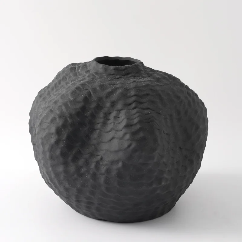 Wabi-sabi style high-end fish scale pattern ceramic soft floral arrangement ornament