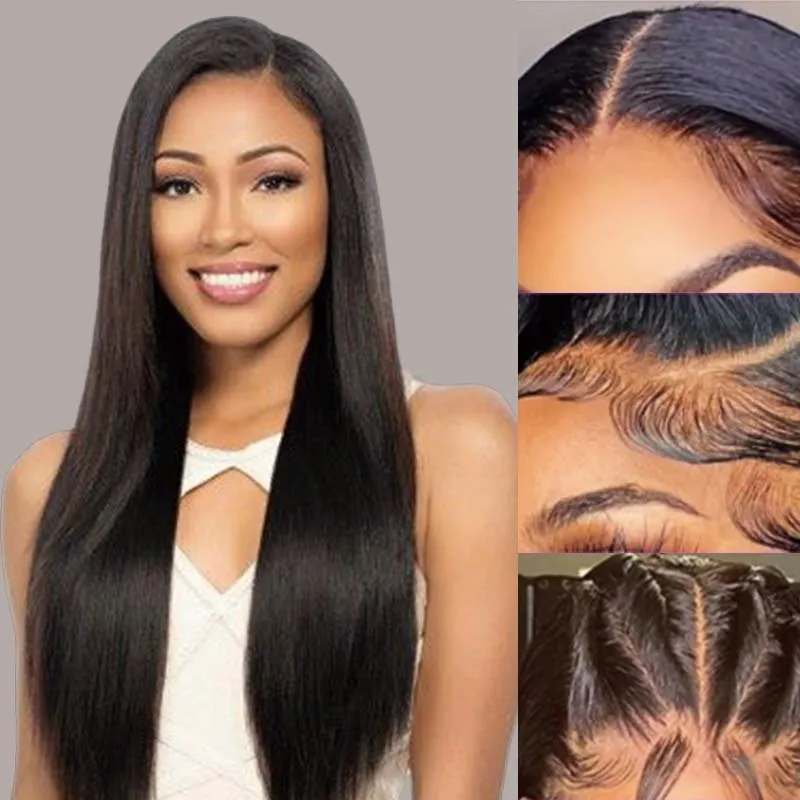 

Straight Hair V Part Wig 100% Human Hair Wig With Seamless Edge Upgrade Brazilian Hair U Part Wig Contour Upgrade For Women