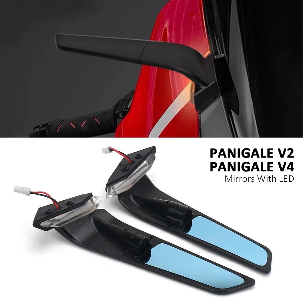 

New Motorcycle Rear Side Rearview Mirrors with LED Light For Ducati Panigale V4 2019-2022 PANIGALE V2 2020-2023