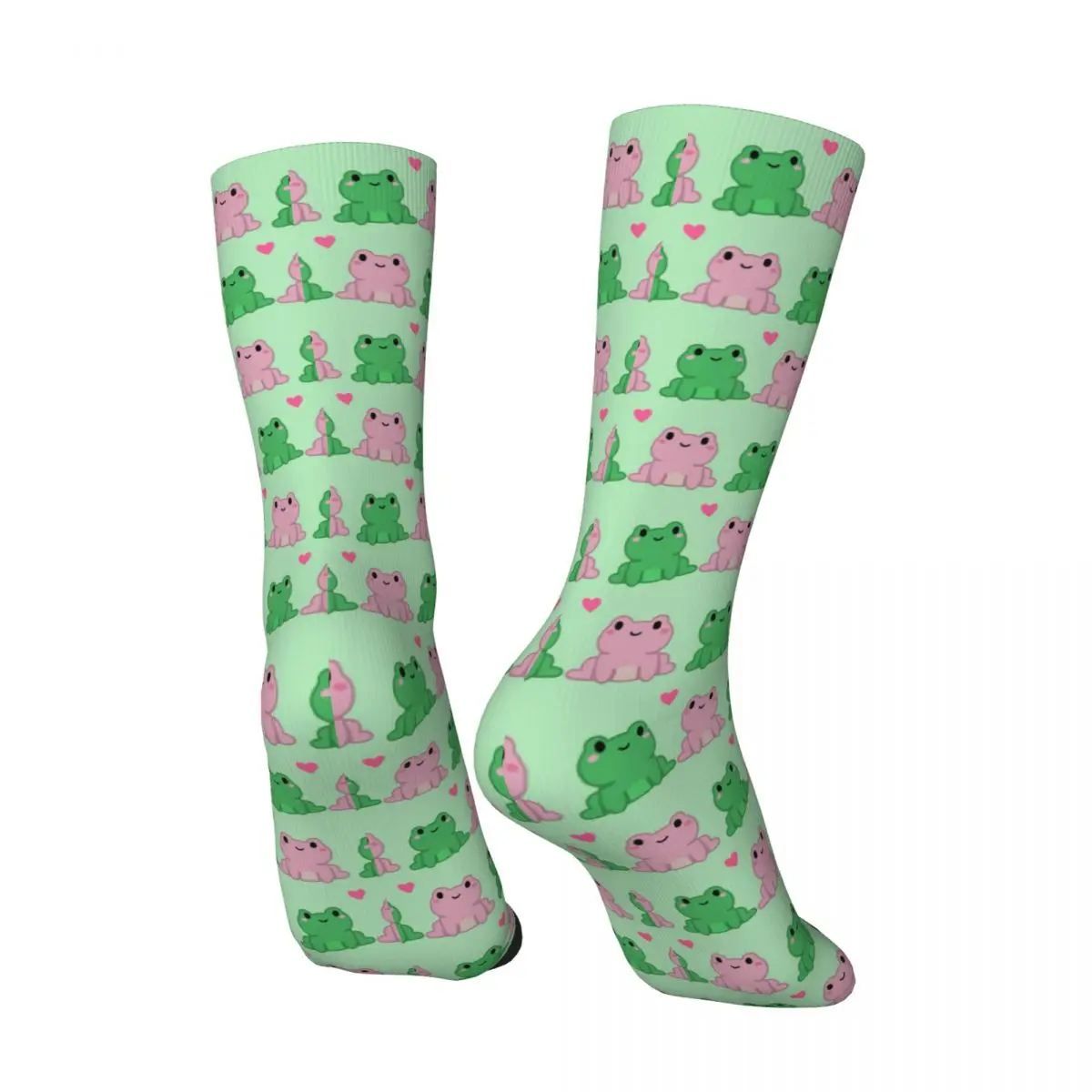 All Seasons Two Frog Love Heart Cartoon Socks Harajuku Sport Middle Tube Socks Funny Stockings for Men Women Valentine's Day