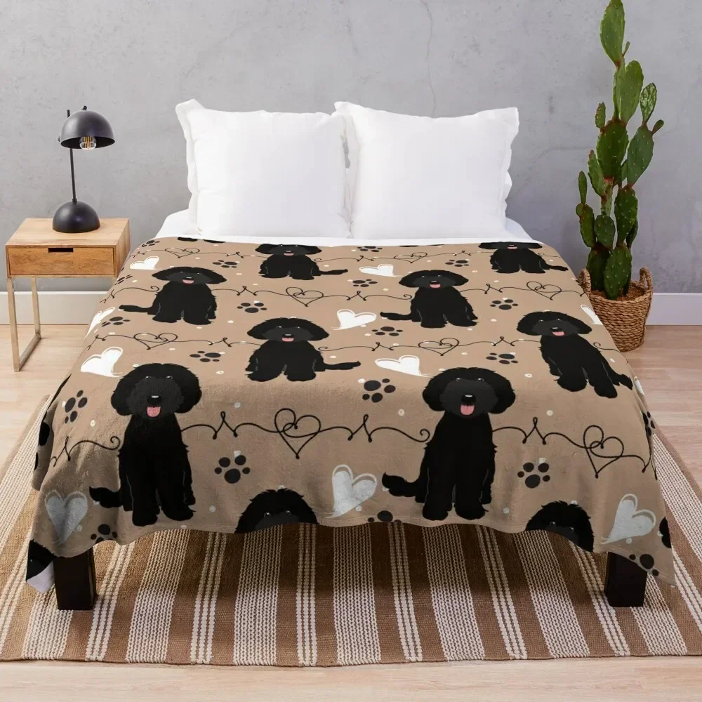 

LOVE Black Labradoodle Throw Blanket Moving Retros cosplay anime Bed linens Blankets