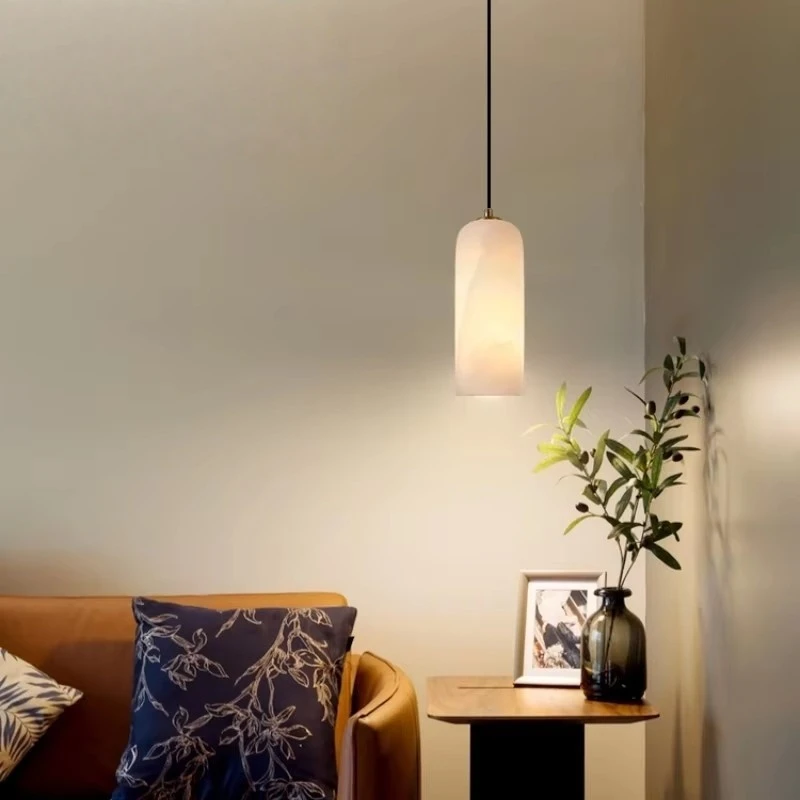 

Modern Spain Imported Natural Marble Pendant Light Simple Bedroom Bedside Lamp Light Luxury Home Restaurant Pendant Light