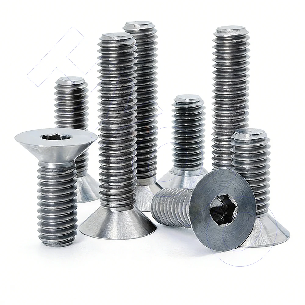Metric M2-M10 GR5 TC4 Titanium Alloy Hex Socket Countersunk Head Screws Allen Flat Head Bolts 4-80mm Length