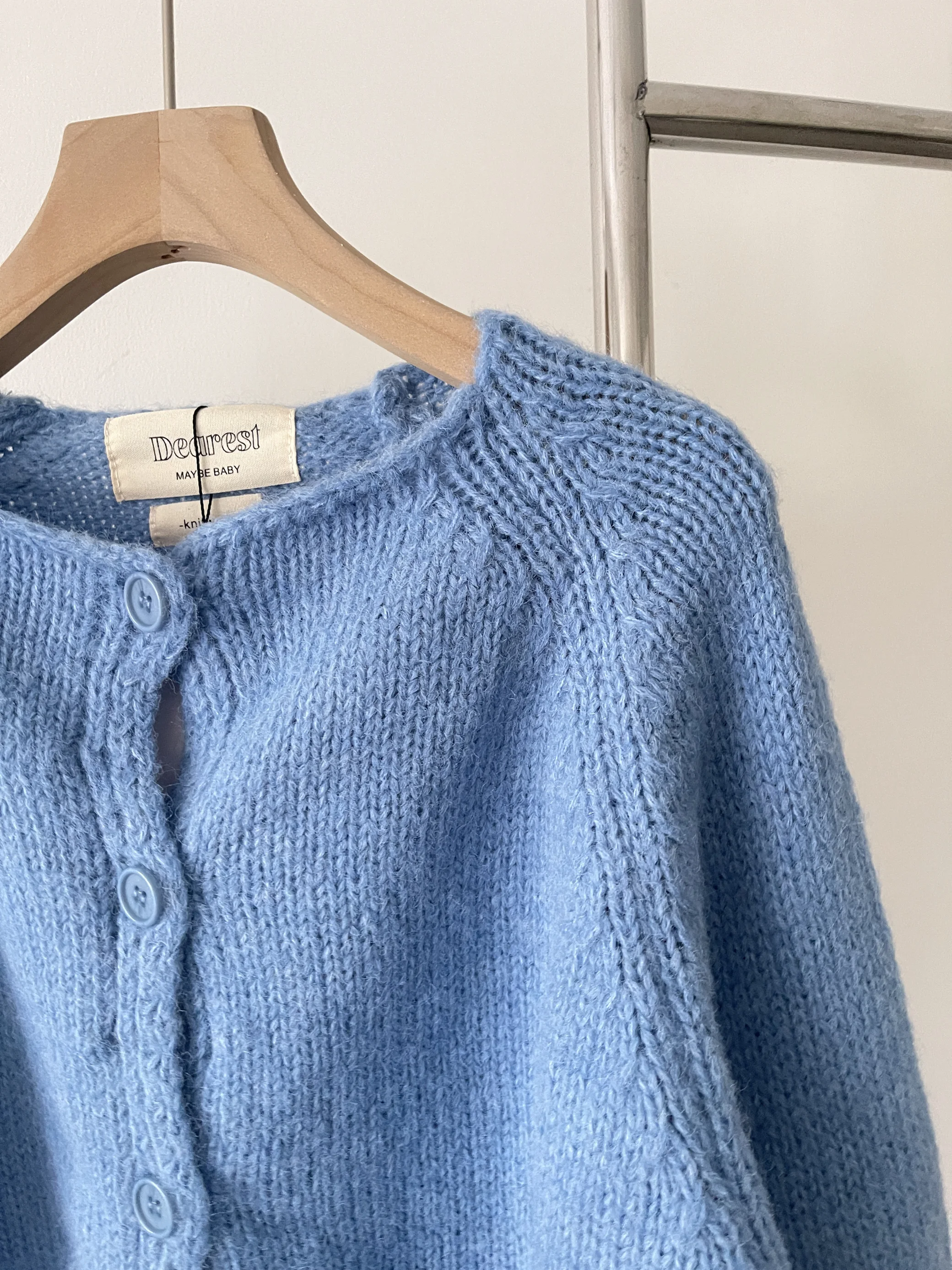 Blue Present Candy Miss Bloggers Front And Back Wear Long Sleeve Knitted Furry Sweater Cardigan Coat Commute Style Spring 2025