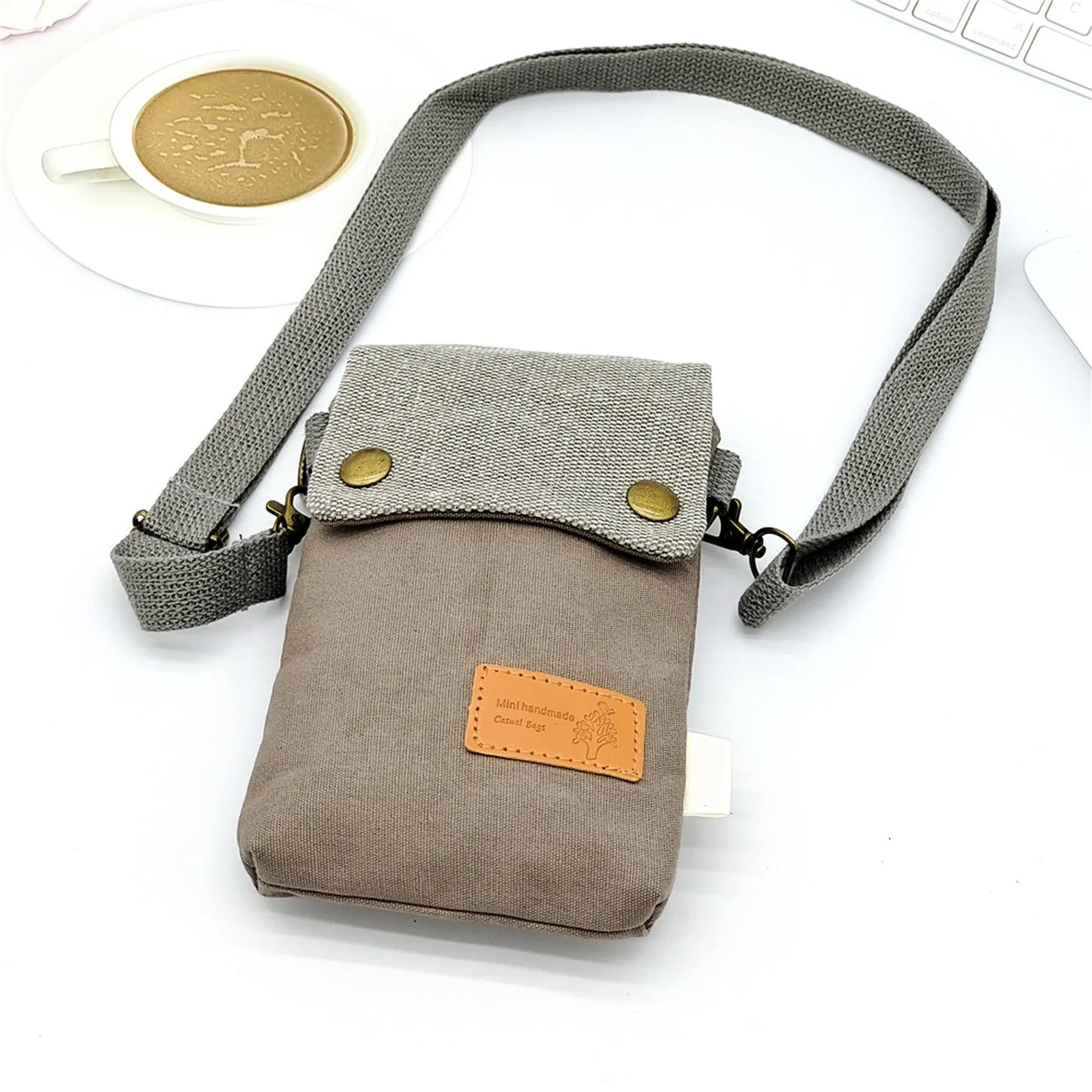 

Mini Fabric Crossbody Bag Color Contrast Cell Phone Bag Vintage Shoulder Purse For Women Small Crossbody Bag New All-Match
