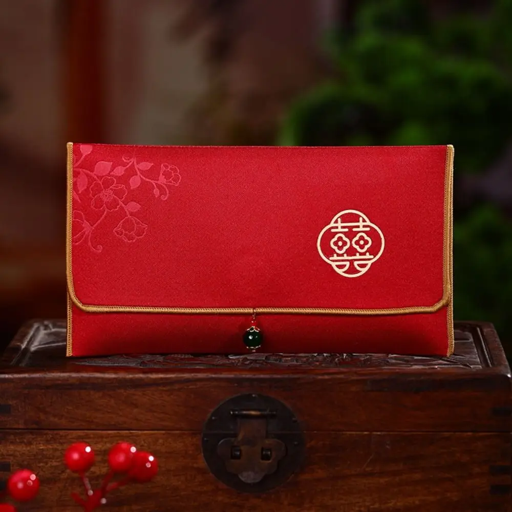 Creative Chinese Style New Year Red Envelopes Blessing Cloth Wedding Money Bag Traditional Hongbao Lucky Red Pocket Bonus