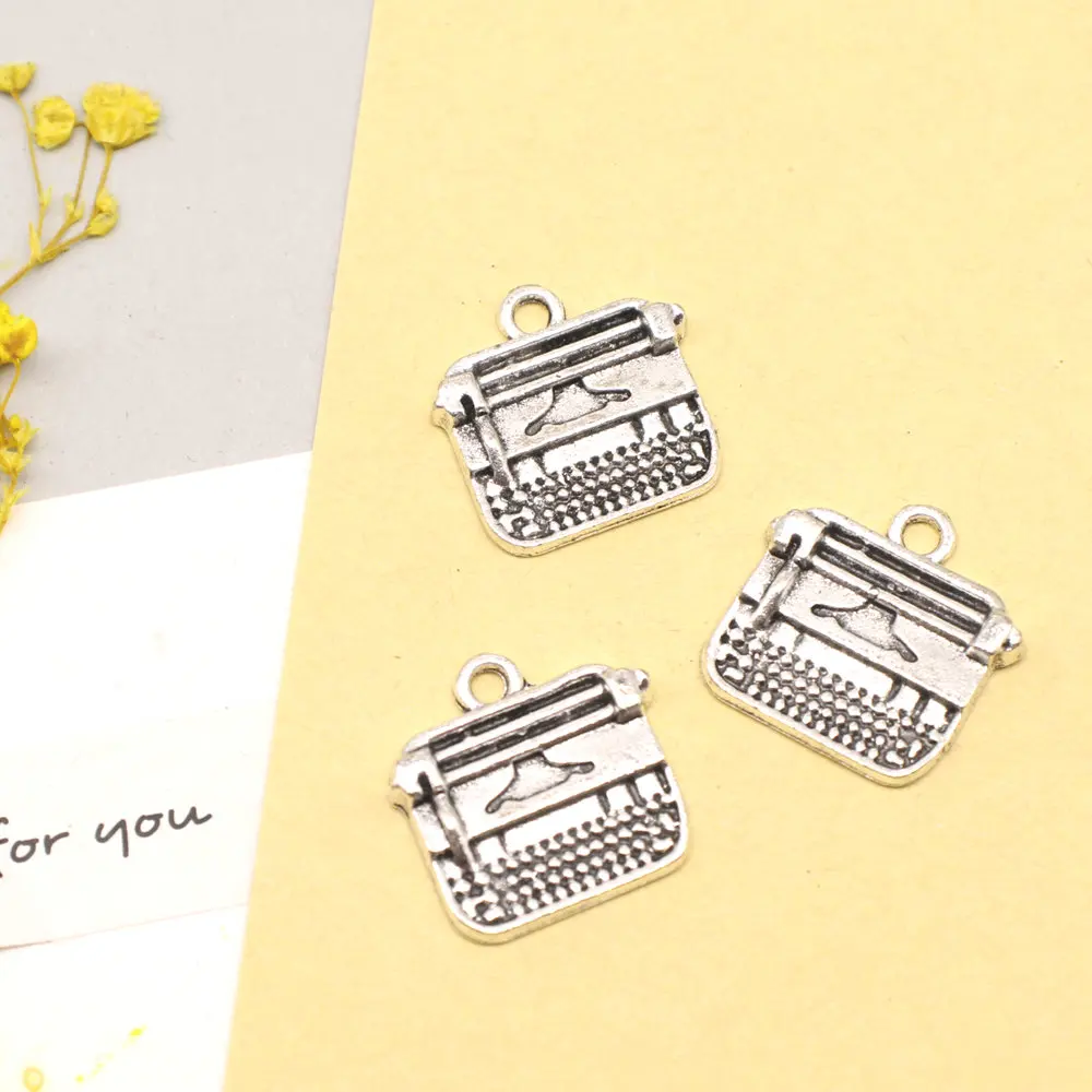 Typewriter Charms Man Pendant Accesori Jewelri Make 17x18mm 5pcs Antique Silver Color