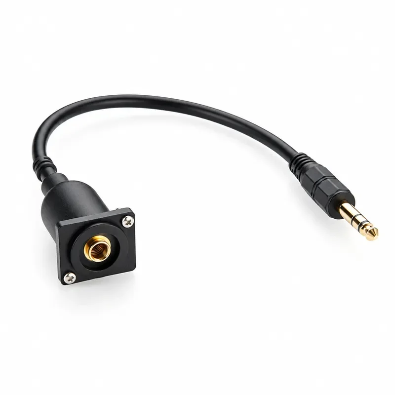 D Type 6.35mm Stereo TRS 1/4Inch Male to Female Extension Cable Chassis Panel Mount Feedthru Mic Audio Headphone Speaker Cord
