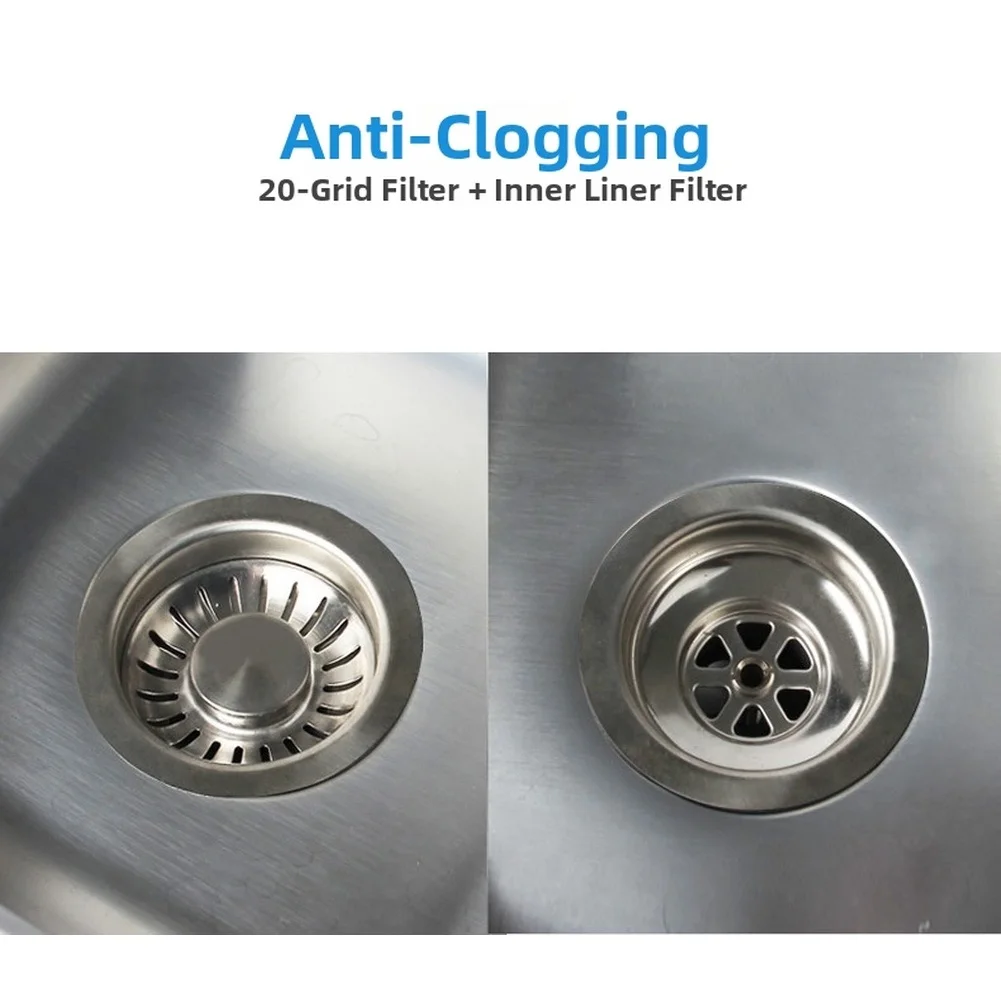 Picture 3: Stainless Steel Kitchen Drain Pipe 114mm Back Drain System Easy Install Leak Resistant For Home Dual Filter System Drain Straine