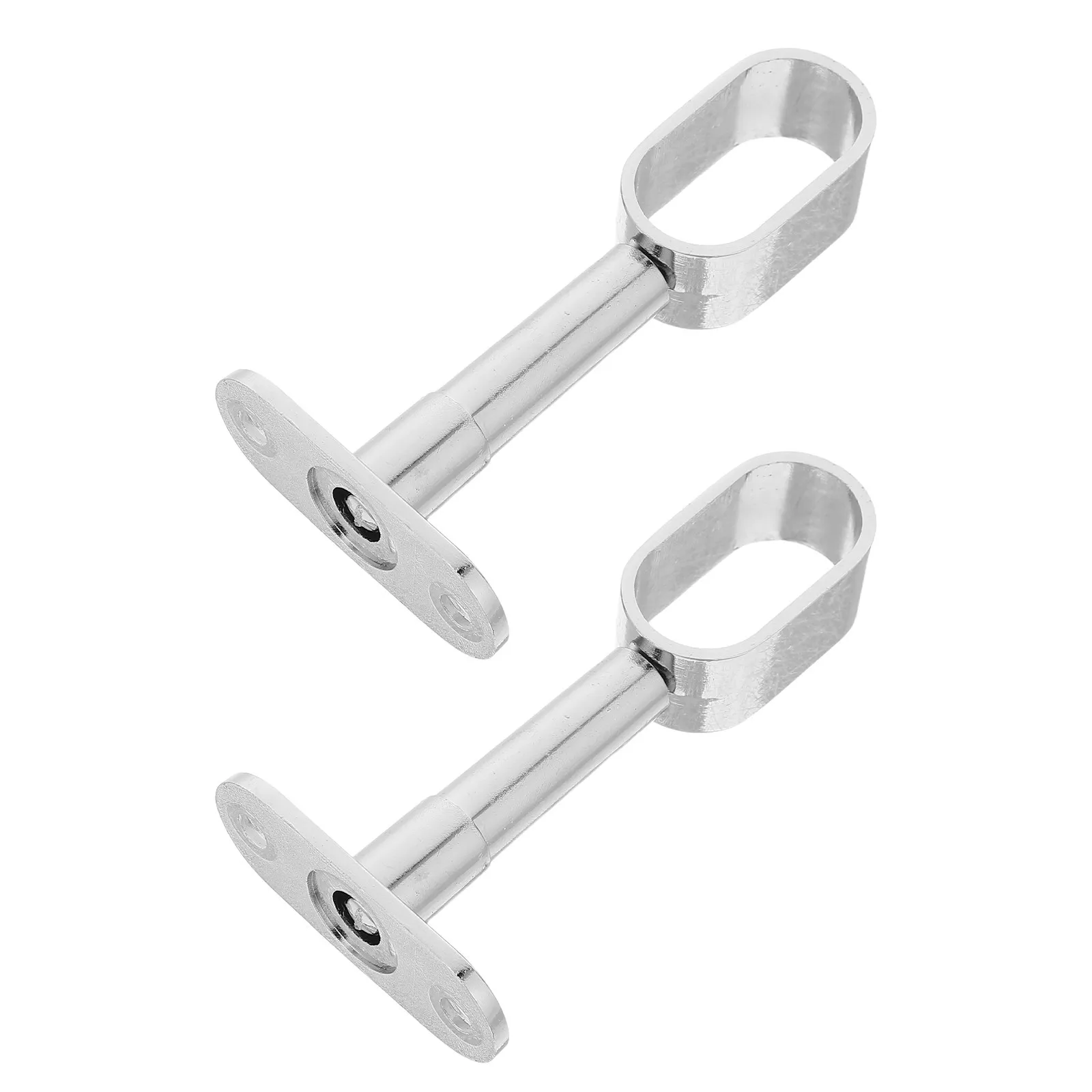 2Pcs Stainless Steel Closet Rod Bracket Adjustable Height Oval Heavy Duty Wall Mount Rod Holder for Ceiling Mount Closet