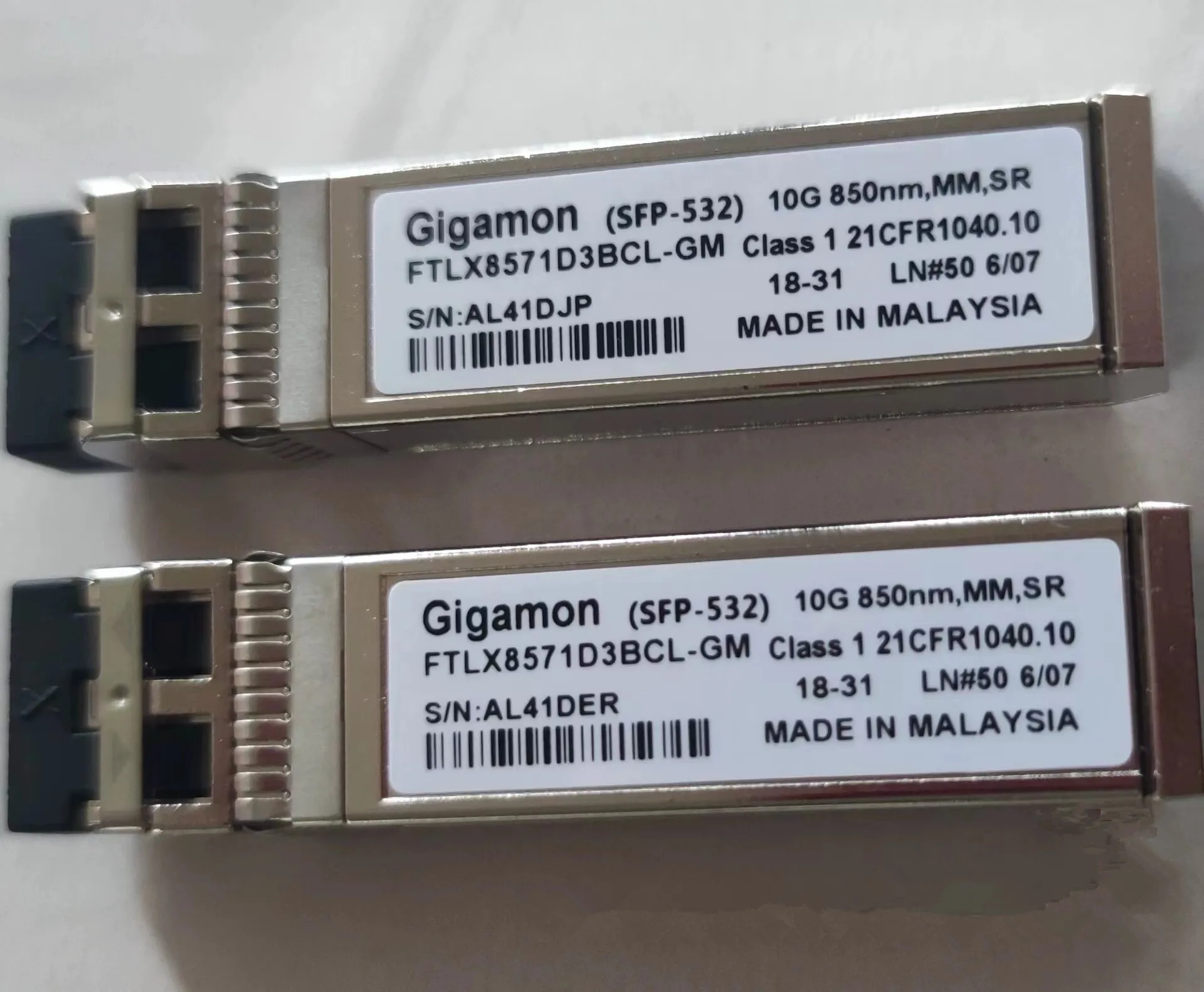 

Gigamon 10GB SFP Fiber Module FTLX8571D3BCL-GM SFP-532 10G 850NM MM SR Gigamon 10g Transceiver Switch