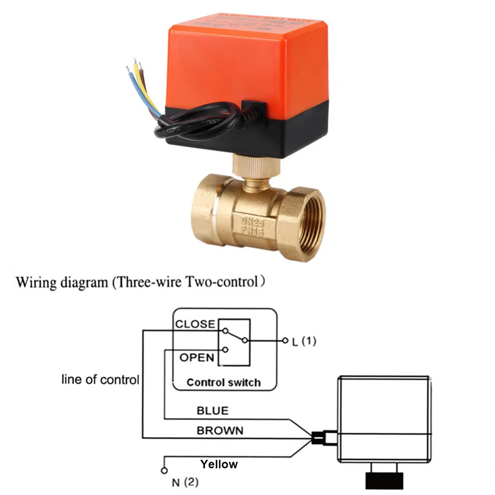 1/2" 3/4" 1" 2" motorisierter Kugelhahn 3-Draht 2 Steuerung Messing elektrischer Kugelhahn für Wasser/Öl/Flüssigkeit 220V 12V 24V – Detail 1